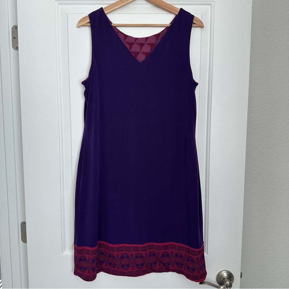 Magnolia Grace Reversible Purple and Geometric Dress with Decorative Trim
